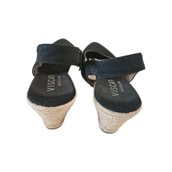 Viscata Barcelona Women's Slip On Lloret Black Canvas Wedge, Size 39 - Picture 4 of 5